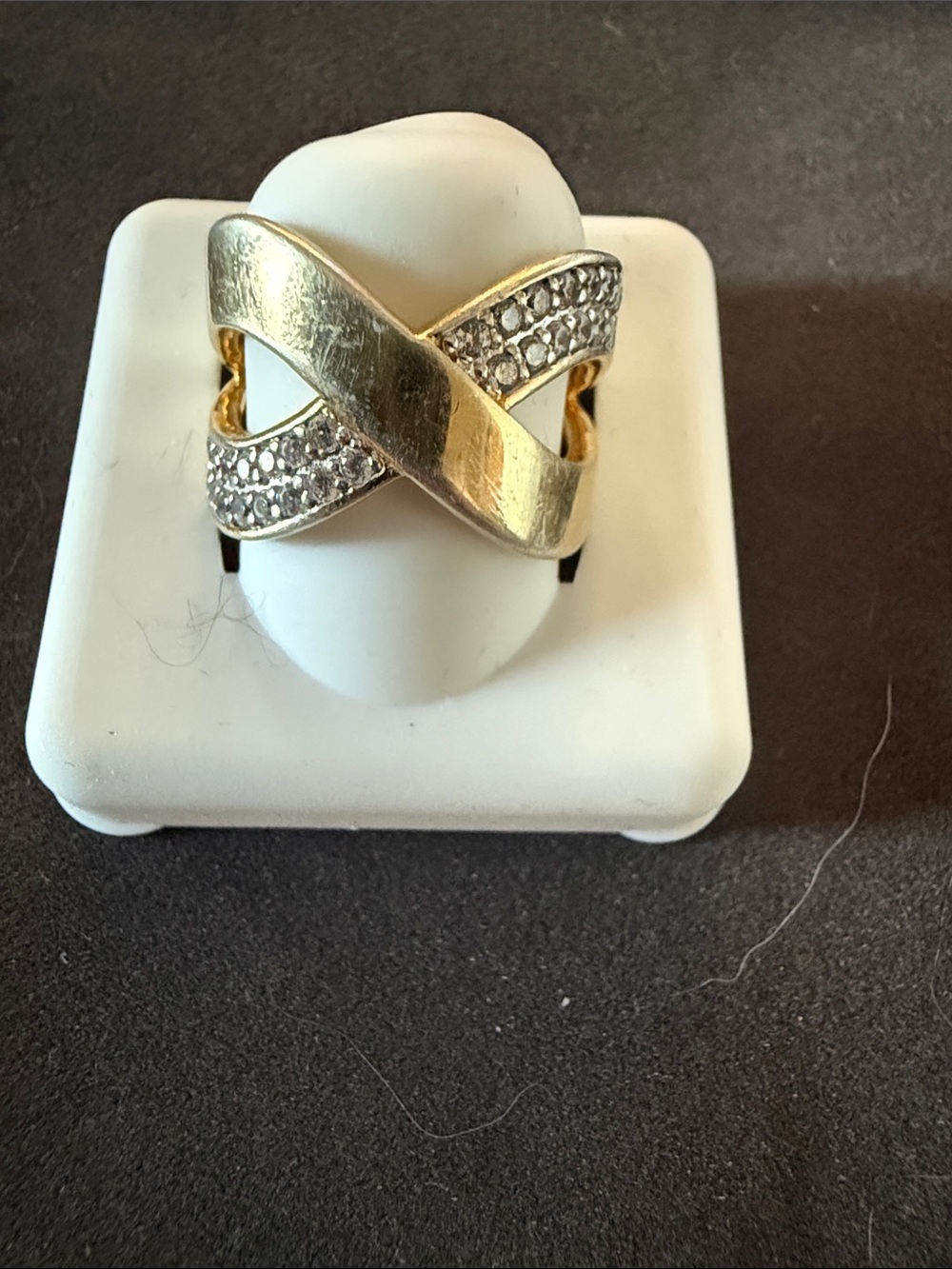 Freida Rothman Sterling Silver Crisscross Pavé Ring 6